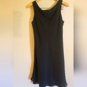 Womens Black Dress Size 8 Embelished Neckline
